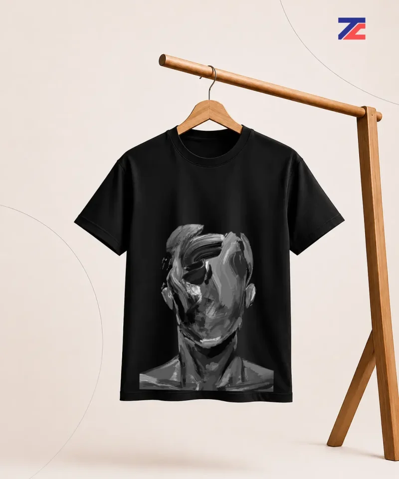 Abstract Face T-Shirt, Artistic Graphic T-Shirt, Black Graphic Tee, Minimalist T-Shirt, Modern Art T-Shirt, Premium Cotton T-Shirt