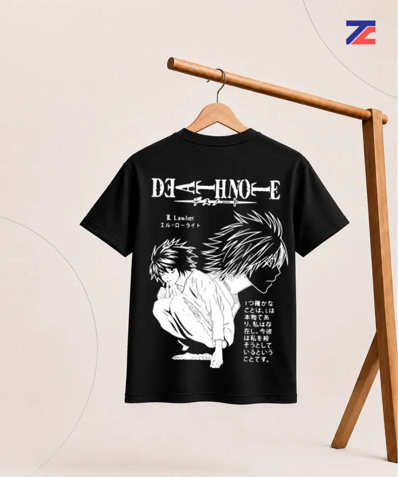 Death Note T-Shirt, L Lawliet T-Shirt, Death Note Anime Shirt, L Graphic T-Shirt, Anime Graphic Tee, Black Anime T-Shirt