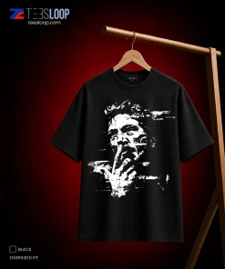 Black Silent Thinker Graphic Oversized T-Shirt